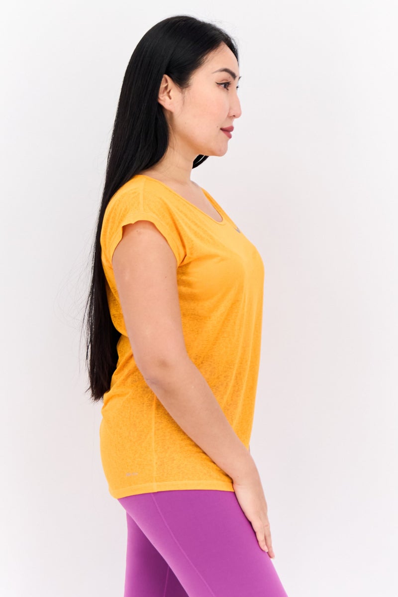 Nike Women Dri Fit Short Sleeve Running Top, Orange - Image 2